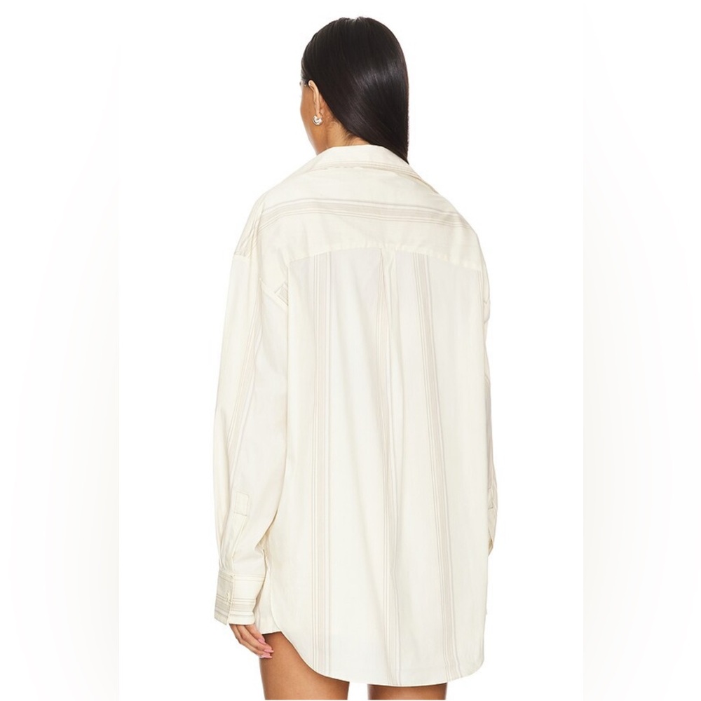 NWT Faithfull the Brand En Vau Oversized Shirt in Foam & Taupe Stripe Size‎ L - Picture 3 of 11